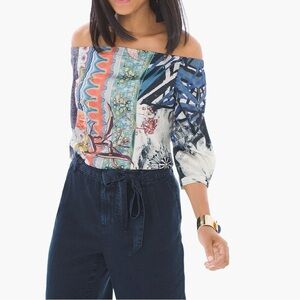 Chico’s Floral-Mix off The Shoulder Top Size 1.